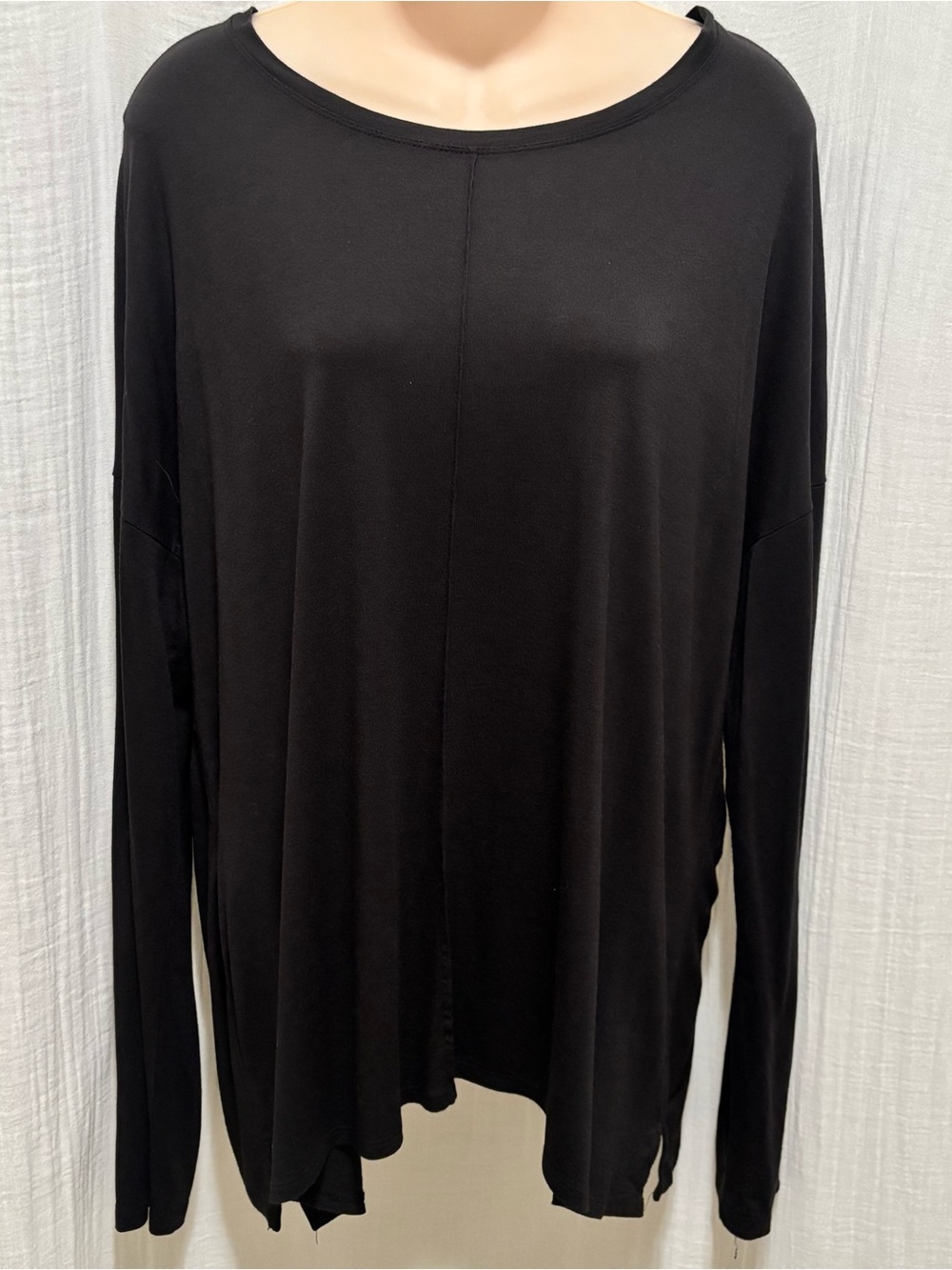 Vince Black Drop Shoulder Long Sleeve Tunic Top, Viscose - Size XL
